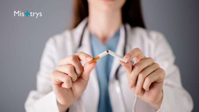 Pharmacist snapping a cigarette