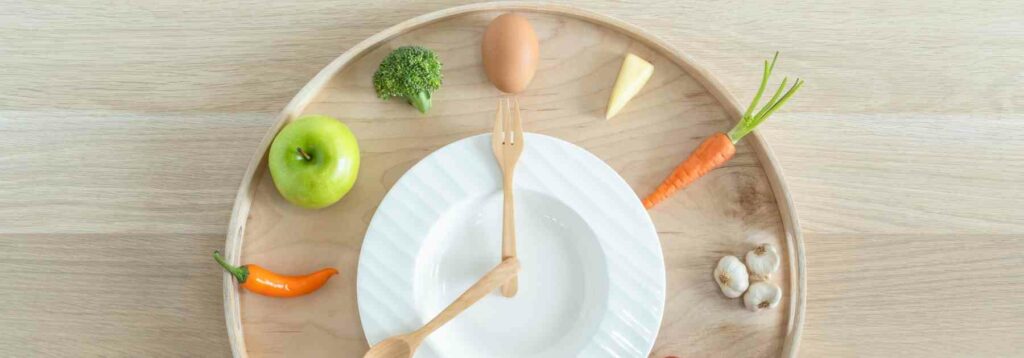 Healthy food representing a clock face
