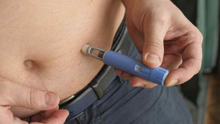 Weight loss injection being administered via the stomach