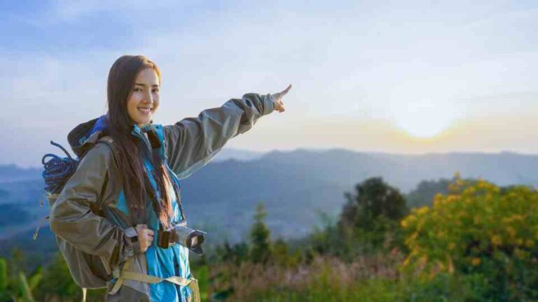 Traveller exploring a mountainous region.
